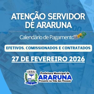 DENTRO DO MÊS: Prefeitura de Araruna paga salários de fevereiro nesta sexta-feira (27)