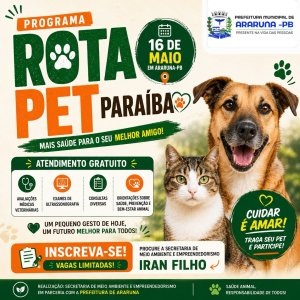 Prefeitura de Araruna inicia cadastro para programa de castração gratuita de cães e gatos
