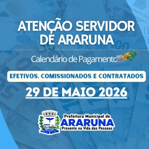 Prefeitura de Araruna paga salários nesta sexta-feira, 29 de maio