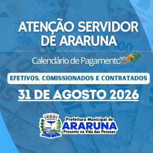 Prefeitura paga salários segunda-feira, 31 de agosto