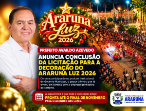 Prefeito Availdo Azevedo anuncia conclusão da licitação e prevê decoração do Araruna Luz 2026 pronta até o final de novembro